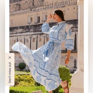 Paisley Single Breasted Stand Collar Midi Dress